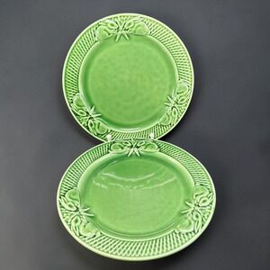 Bordallo Pinheiro Rabbit Carrot Green Salad Plates Set of 2 Majolica Portugal 8"